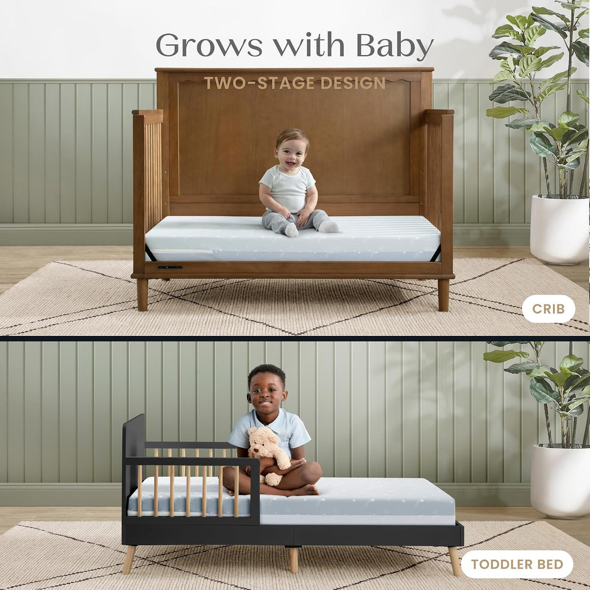 New Delta Children Refresh 2-Stage Crib Mattress with Waterproof Cover (Blue) - Kidsy