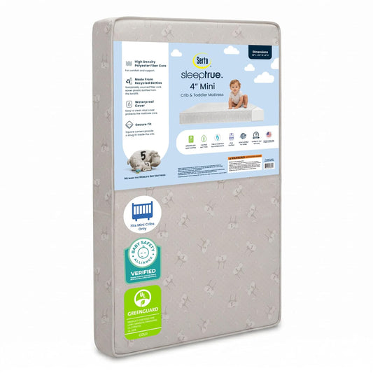 New Delta Children Serta SleepTrue 38 x 24 x 4" Mini Crib Mattress (White) - Kidsy