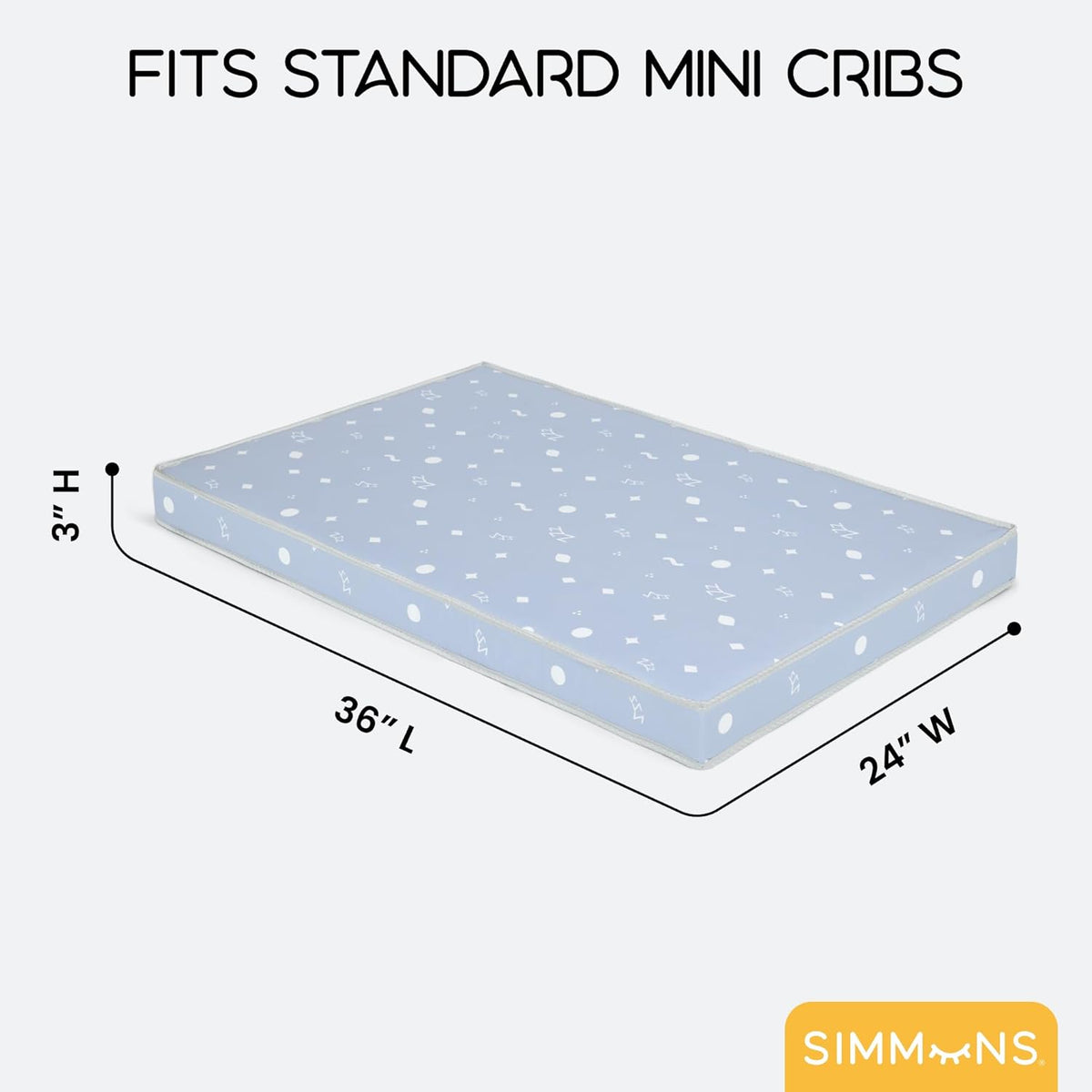New Delta Children Simmons Kids Soothing Nights 3 - inch Mini/Portable Crib Mattress - Kidsy