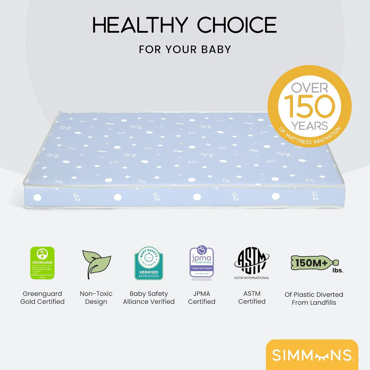 New Delta Children Simmons Kids Soothing Nights 3 - inch Mini/Portable Crib Mattress - Kidsy