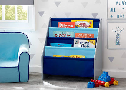 New Delta Children Sling Book Rack Bookshelf for Kids (Grey/Blue) - Kidsy