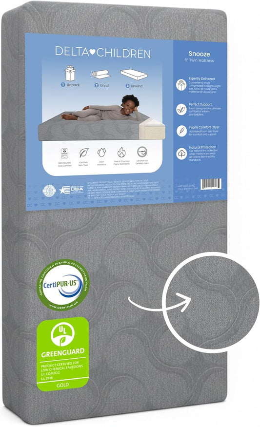 New Delta Children Snooze 6 inch Memory Foam Mattress (Twin) - Kidsy