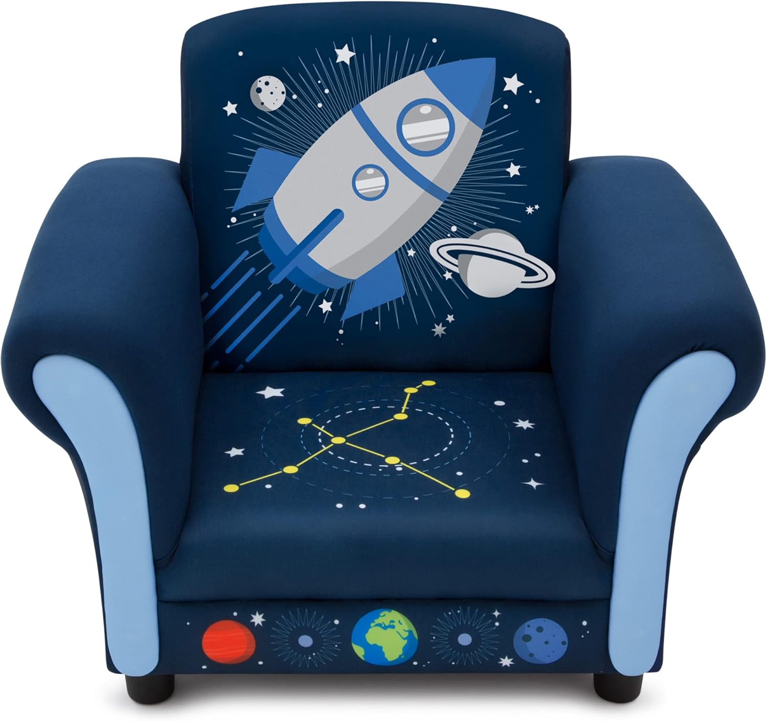 New Delta Children Space Adventures Kids Upholstered Chair (Blue) - Kidsy