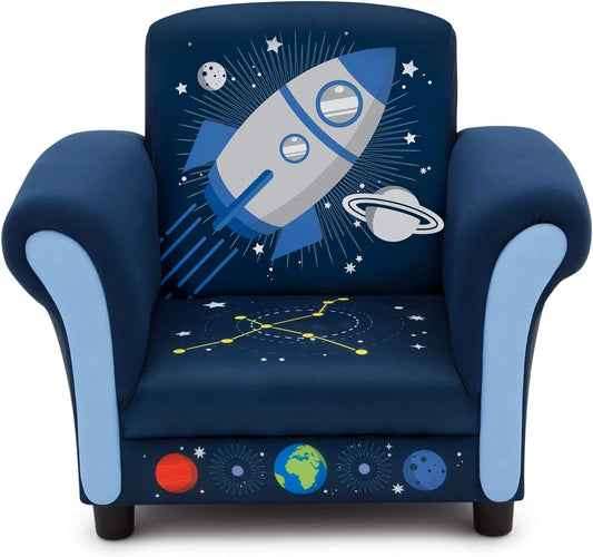 New Delta Children Space Adventures Kids Upholstered Chair (Blue) - Kidsy