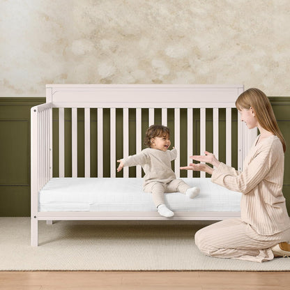 New Delta Children Sweet Beginnings Dual-Sided Crib & Toddler Mattress (White) - Kidsy