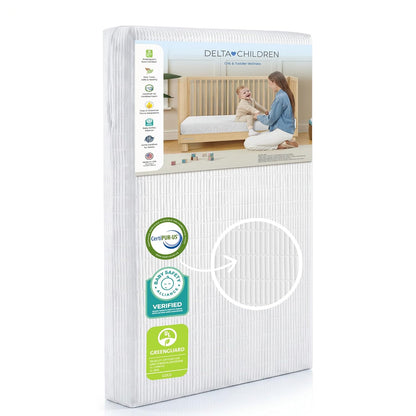 New Delta Children Sweet Beginnings Dual-Sided Crib & Toddler Mattress (White) - Kidsy