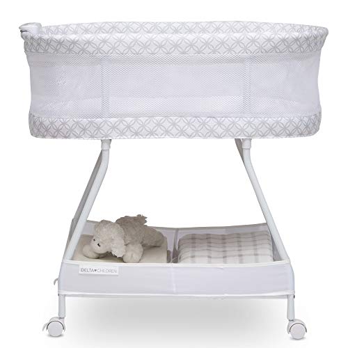 New Delta Children Sweet Dreams Bassinet (Grey Infinity) - Kidsy
