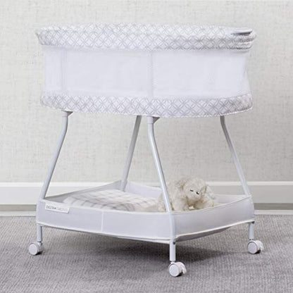New Delta Children Sweet Dreams Bassinet (Grey Infinity) - Kidsy