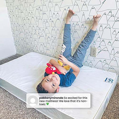 New Delta Children Twinkle Galaxy Dual Sided Crib and Toddler Mattress (White) - Kidsy