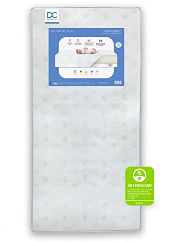 New Delta Children Twinkle Galaxy Dual Sided Crib and Toddler Mattress (White) - Kidsy