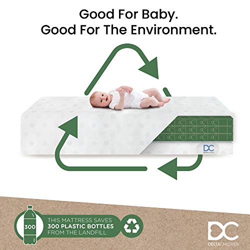 New Delta Children Twinkle Galaxy Dual Sided Crib and Toddler Mattress (White) - Kidsy