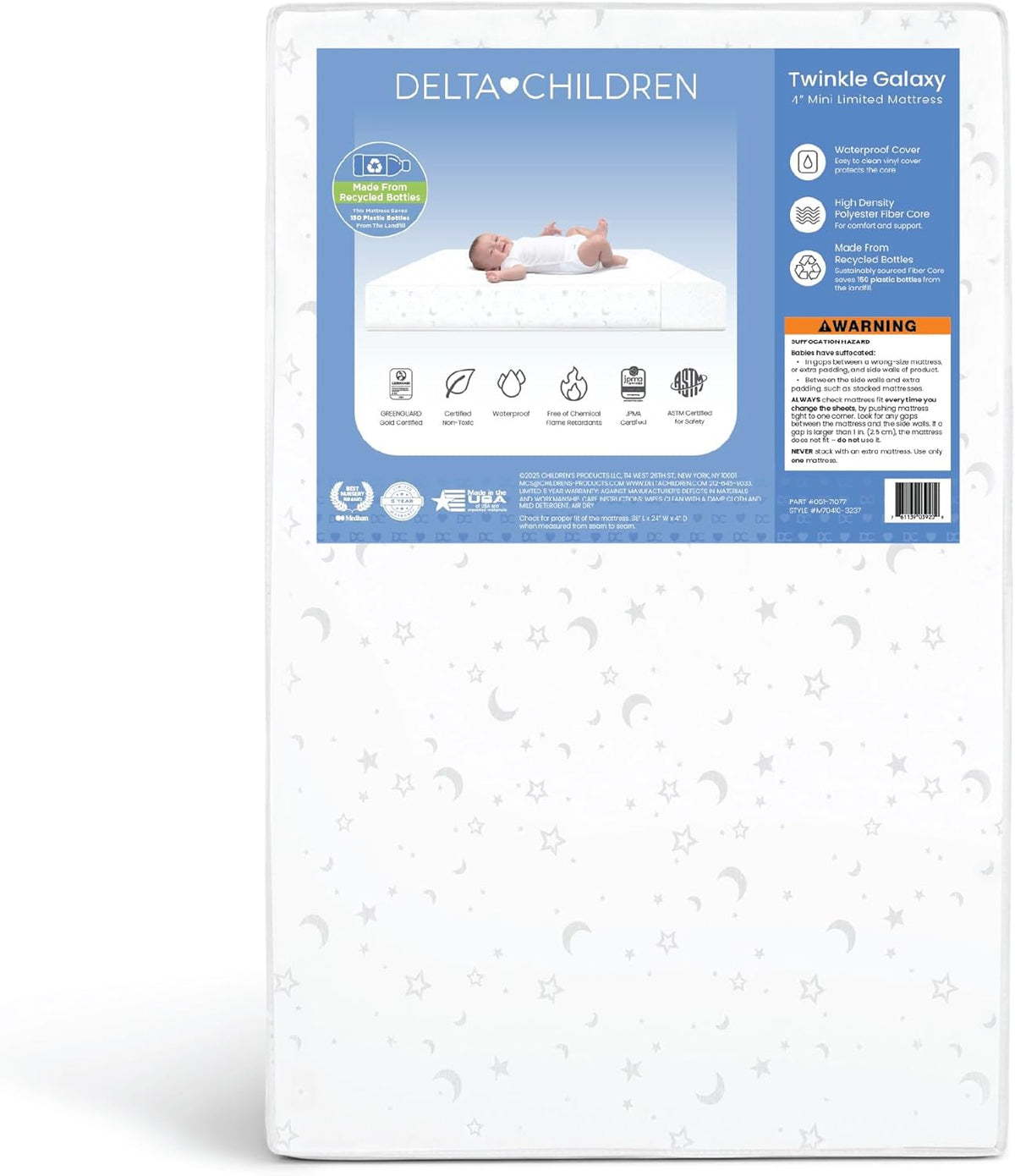 New Delta Children Twinkle Galaxy Limited Mini Crib Mattress - 4 Inch
