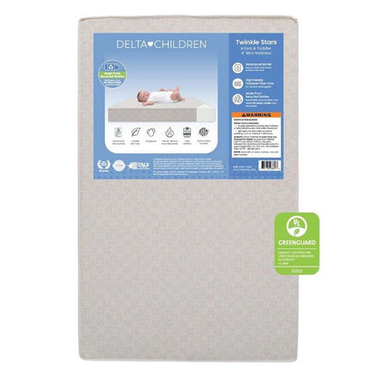New Delta Children Twinkle Stars 4" Mini Crib Mattress (Firm, Royal Blue) - Kidsy