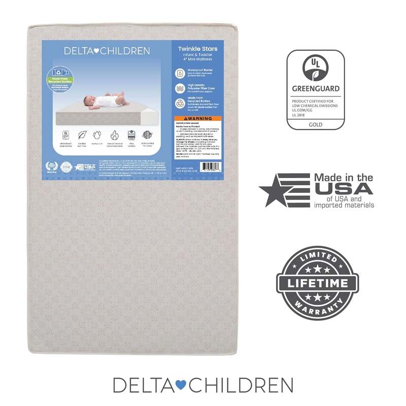 New Delta Children Twinkle Stars 4" Mini Crib Mattress (Firm, Royal Blue) - Kidsy
