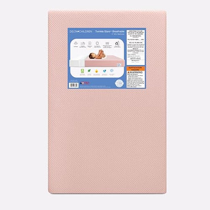 New Delta Children Twinkle Stars Breathable 4 - inch Mini Crib Mattress (Pink) - Kidsy