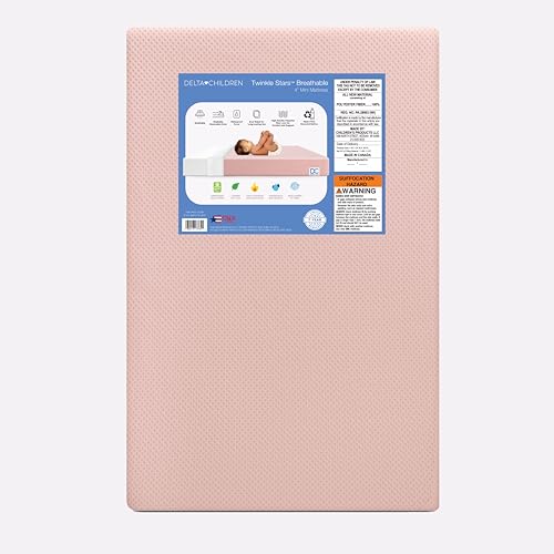 New Delta Children Twinkle Stars Breathable 4-inch Mini Crib Mattress (Pink)