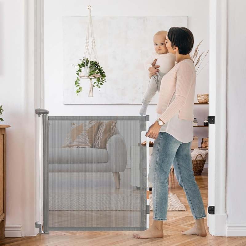 New Delxo Retractable Baby Gate for The House (33" Tall, Extends up to 59" Wide) - Kidsy