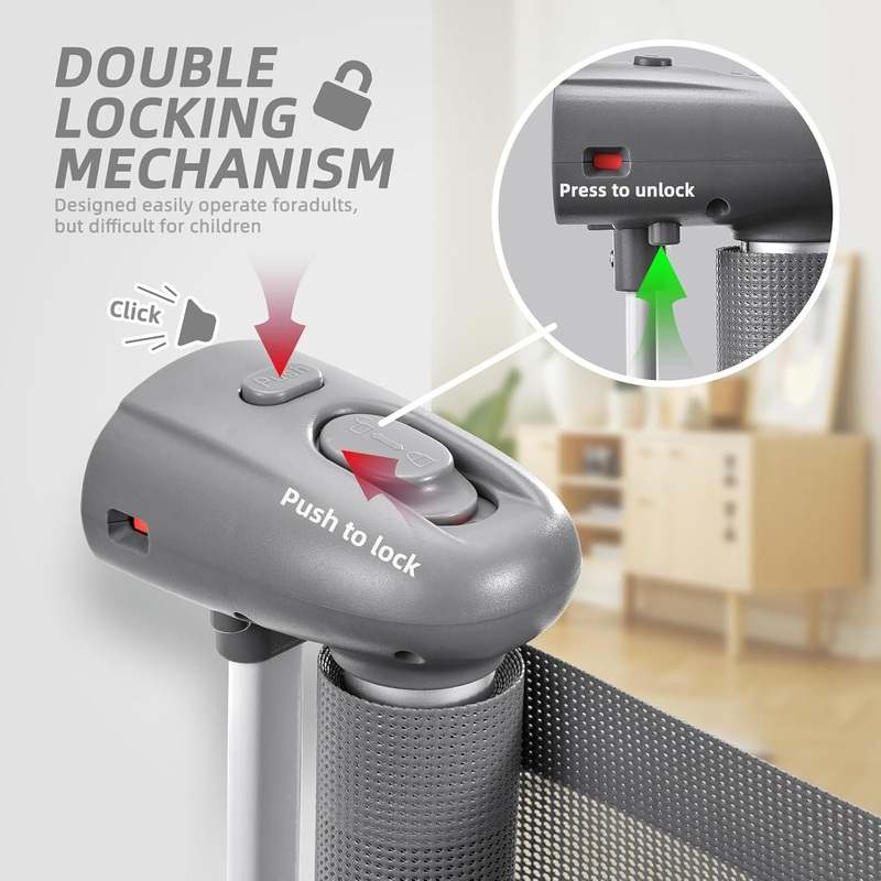 New Delxo Retractable Baby Gate for The House (33" Tall, Extends up to 59" Wide) - Kidsy