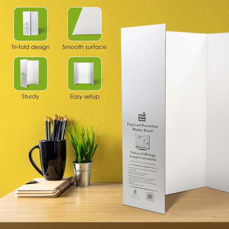 New Desk Tech Large Tri - Fold Presentation Board 36" x 48" (White) - Kidsy