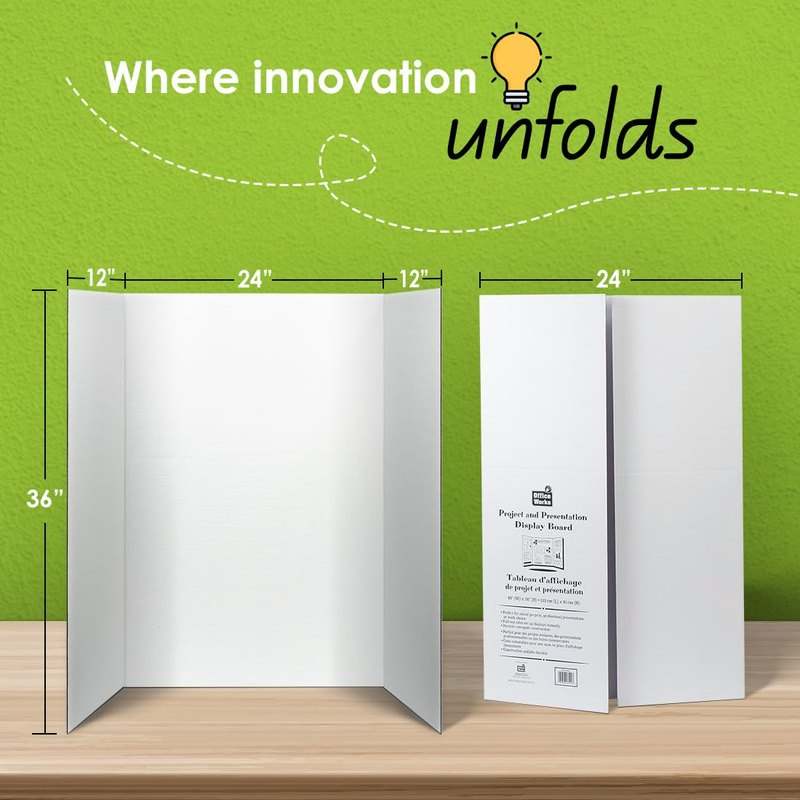 New Desk Tech Large Tri - Fold Presentation Board 36" x 48" (White) - Kidsy