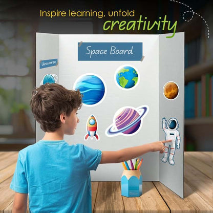 New Desk Tech Large Tri - Fold Presentation Board 36" x 48" (White) - Kidsy