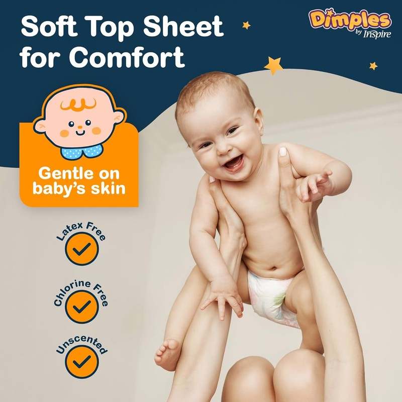 New Dimples Booster Pads, Baby Diaper Doubler with Adhesive for Secure Fit | 1 Size Fits All Diapers (30 Count) - Kidsy