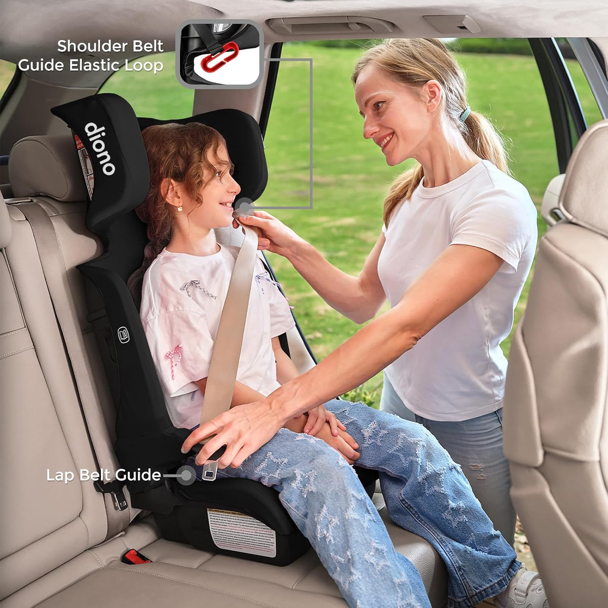 New Diono Airi Lightweight High Back Booster Seat (Black) - Kidsy
