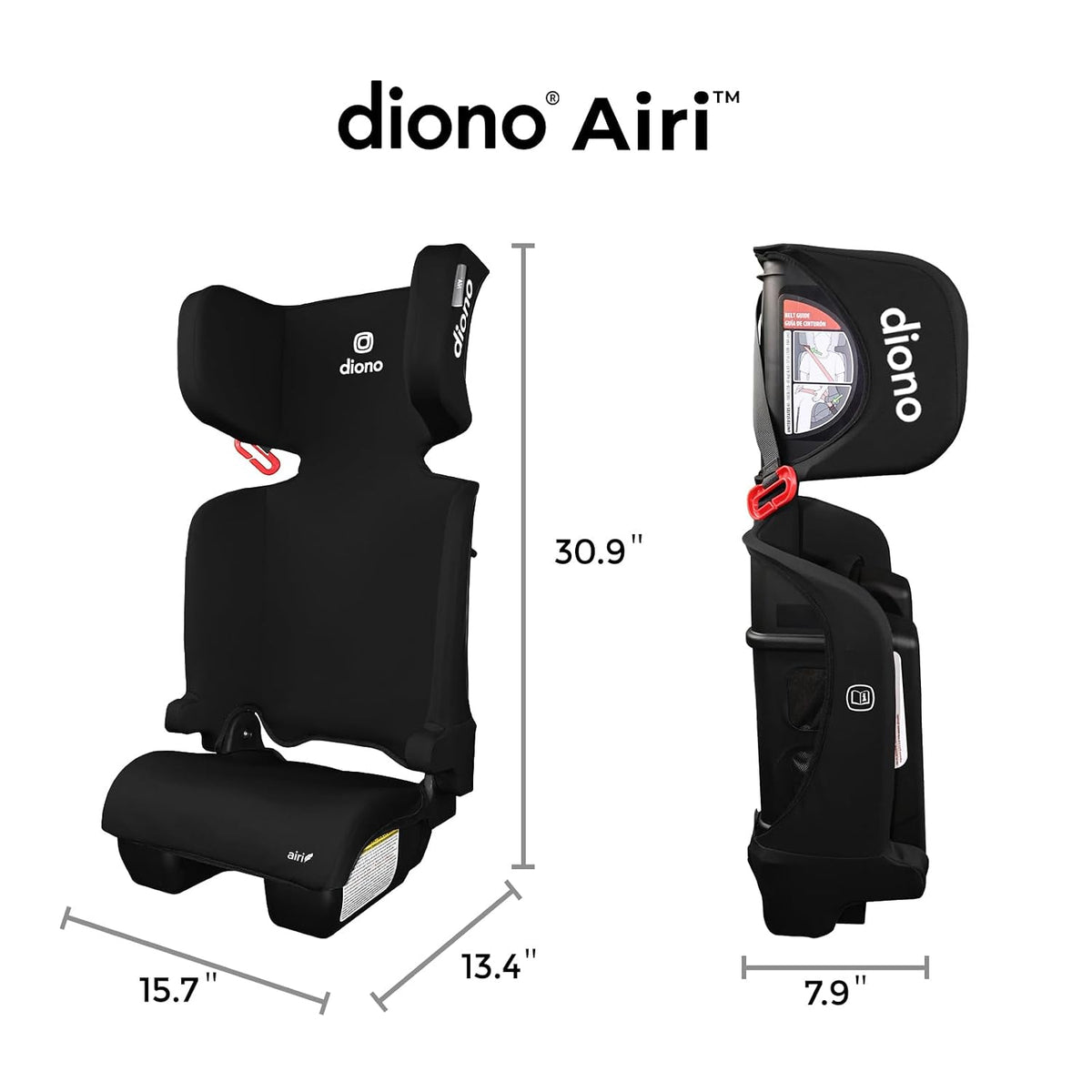 New Diono Airi Lightweight High Back Booster Seat (Black) - Kidsy