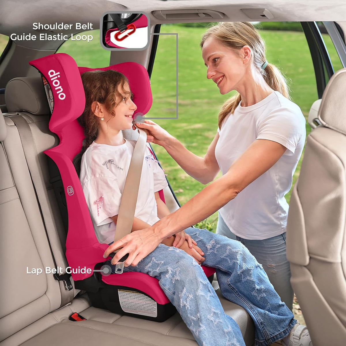 New Diono Airi Lightweight High Back Booster Seat (Pink) - Kidsy