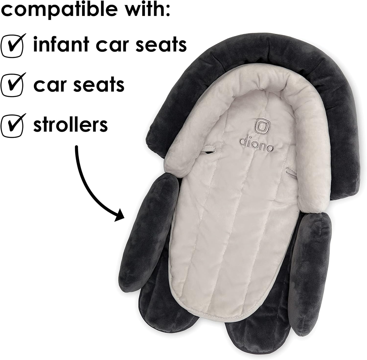 New Diono Cuddle Soft® 2 - in - 1 Head Support with Chest Pads (Gray/Arctic) - Kidsy