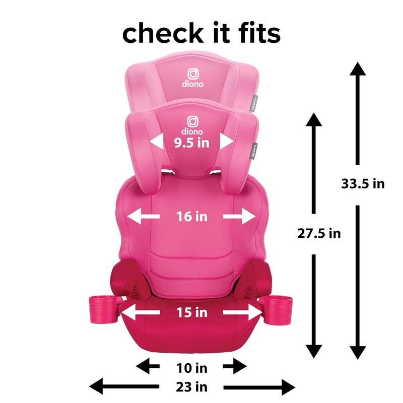 New Diono Everett NXT High Back Booster Car Seat with Rigid Latch (Pink Cotton Candy) - Kidsy