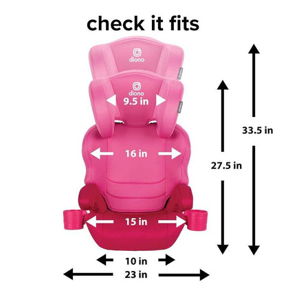 New Diono Everett NXT High Back Booster Car Seat with Rigid Latch (Pink Cotton Candy) - Kidsy