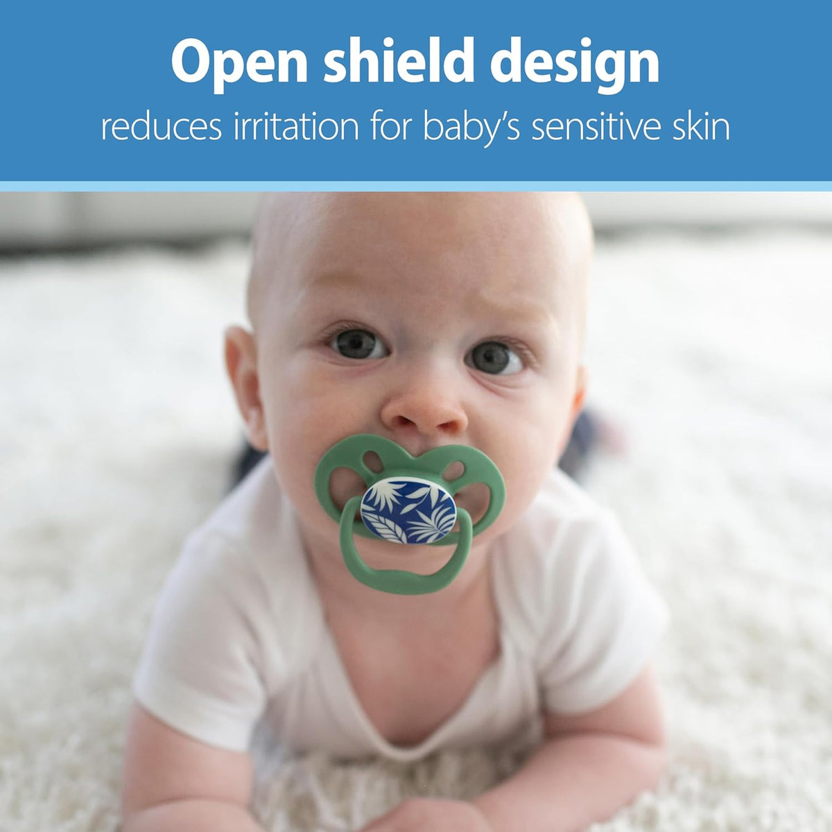 New Dr. Brown's Advantage Glow-in-The-Dark Baby Pacifier Skateboard Snail-Blue Nature, 6-18m - Kidsy