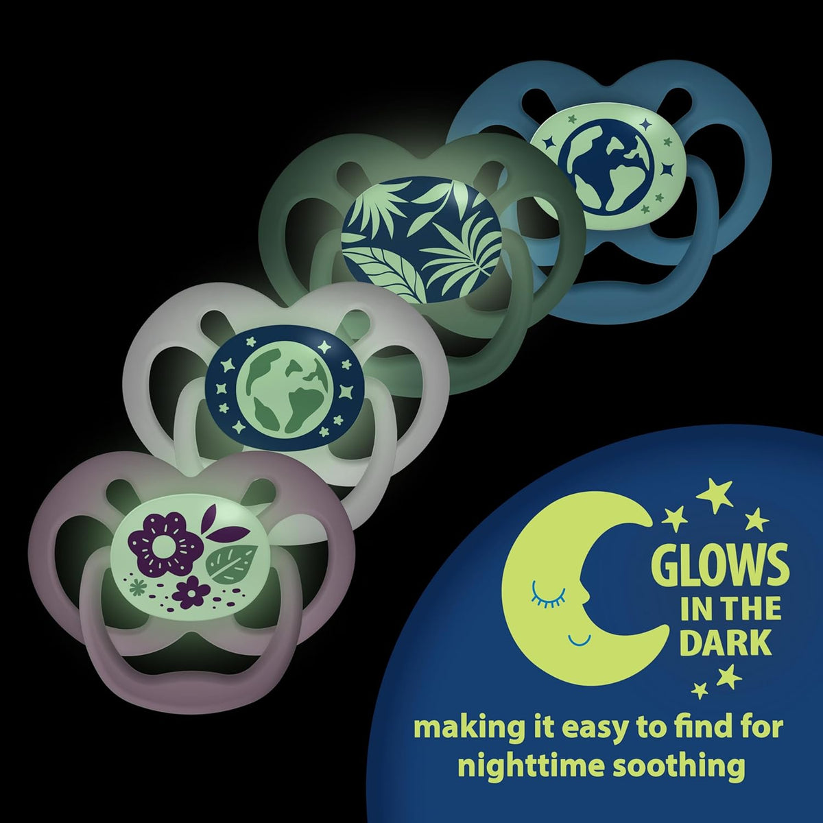New Dr. Brown's Advantage Glow-in-The-Dark Baby Pacifier Skateboard Snail-Blue Nature, 6-18m - Kidsy