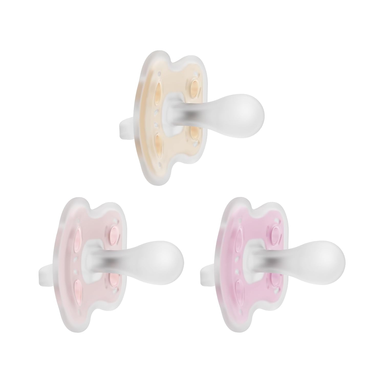 New Dr. Brown's Advantage One - Piece Silicone Baby Pacifier, 0 - 6m, BPA - Free, 3 - Pack (Ecru/Light Pink/Pink) - Kidsy