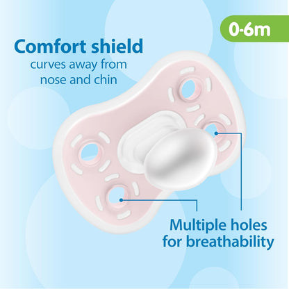 New Dr. Brown's Advantage One - Piece Silicone Baby Pacifier, 0 - 6m, BPA - Free, 3 - Pack (Ecru/Light Pink/Pink) - Kidsy