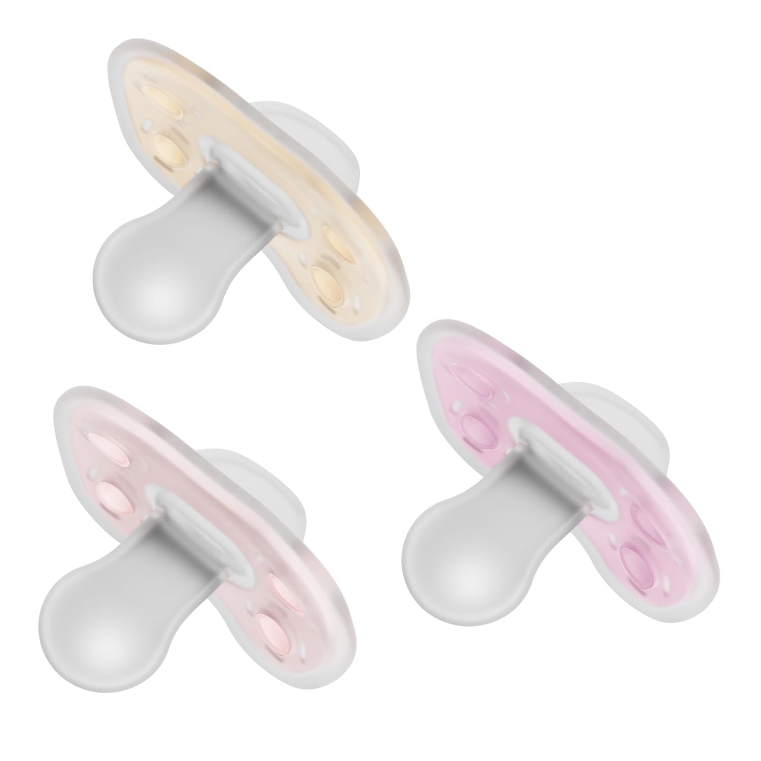 New Dr. Brown's Advantage One - Piece Silicone Baby Pacifier, 0 - 6m, BPA - Free, 3 - Pack (Ecru/Light Pink/Pink) - Kidsy