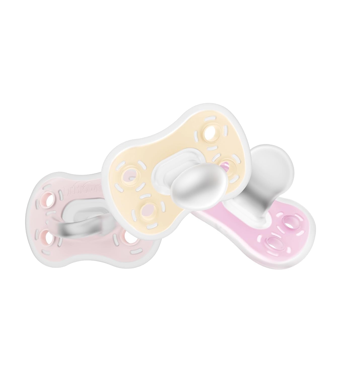 New Dr. Brown's Advantage One - Piece Silicone Baby Pacifier, 0 - 6m, BPA - Free, 3 - Pack (Ecru/Light Pink/Pink) - Kidsy
