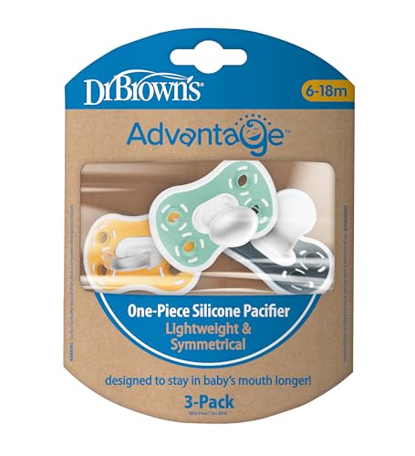 New Dr. Brown's Advantage One - Piece Silicone Baby Pacifier 3 Pack - Kidsy