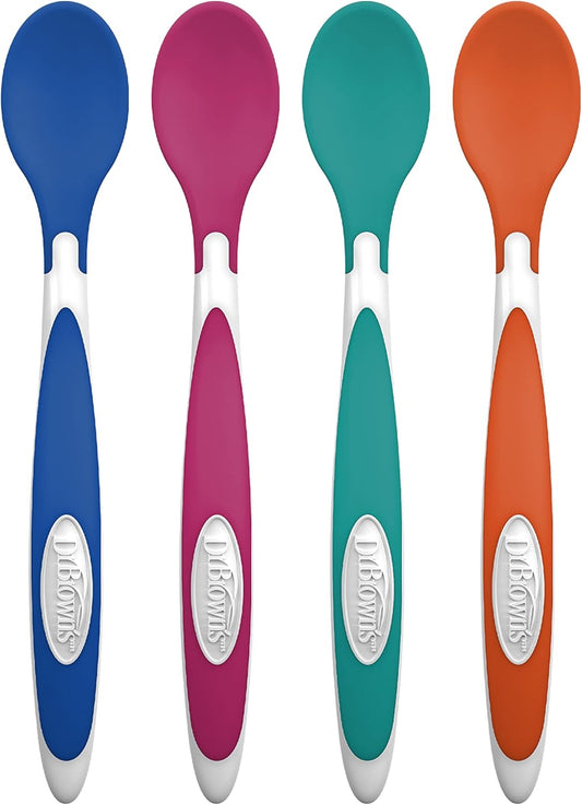 New Dr. Brown's Designed to Nourish TempCheck Spoons, 4 - Pack (Blue) - Kidsy