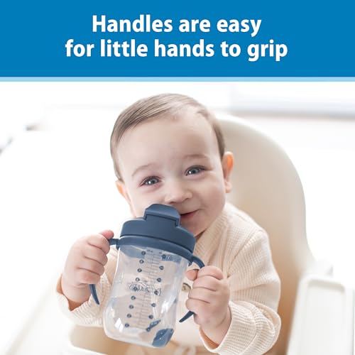 New Dr. Brown's Milestones Baby's First Straw Cup 9oz/270ml (Dark Blue) - Kidsy