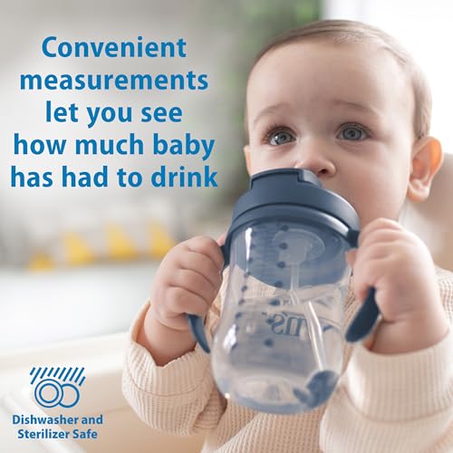 New Dr. Brown's Milestones Baby's First Straw Cup 9oz/270ml (Dark Blue) - Kidsy