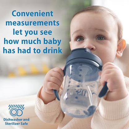 New Dr. Brown's Milestones Baby's First Straw Cup 9oz/270ml (Dark Blue) - Kidsy
