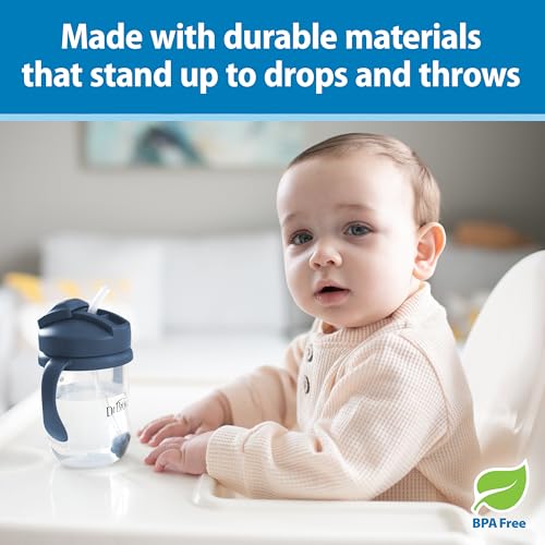 New Dr. Brown's Milestones Baby's First Straw Cup 9oz/270ml (Dark Blue) - Kidsy