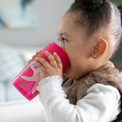 New Dr. Brown's Milestones Cheers 360 Cup Spoutless Transition Cup, Pink Leopard – Red Lemur, 10 oz/300 mL, 2 count (1 pack) - Kidsy