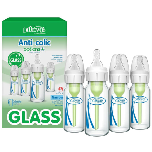 New Dr. Brown’s Options+ Glass Anti - Colic Baby Bottles 4 oz 4 Pack - Kidsy