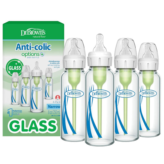 New Dr. Brown’s Options+ Glass Anti - Colic Baby Bottles 8 oz 4 Pack - Kidsy