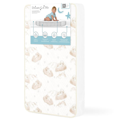 New Dream On Me 2-in-1 Dual-Sided Mini Crib Mattress with Waterproof Cover (White) - Kidsy