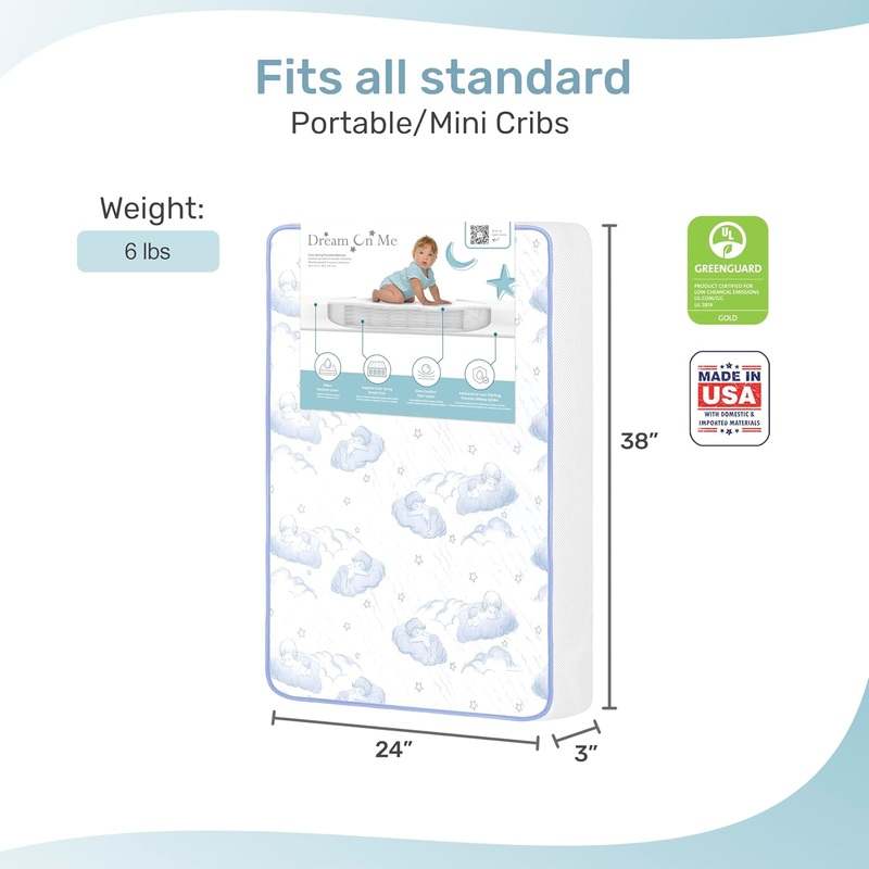 New Dream On Me 2 - in - 1 Pocket Coil Crib Mattress (White) - Kidsy