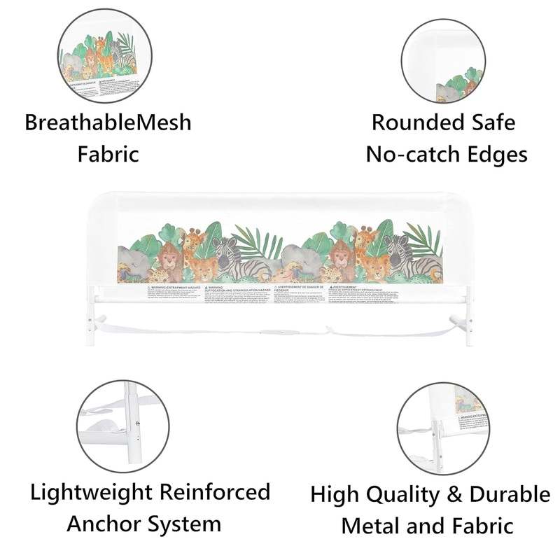 New Dream on Me Adjustable Mesh Bed Rail (Jungle Print) - Kidsy